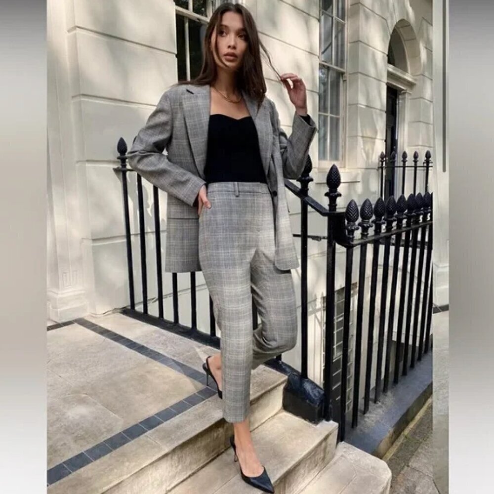 Aritzia Babaton Quentin Pant Brown Houndstooth Sz 2